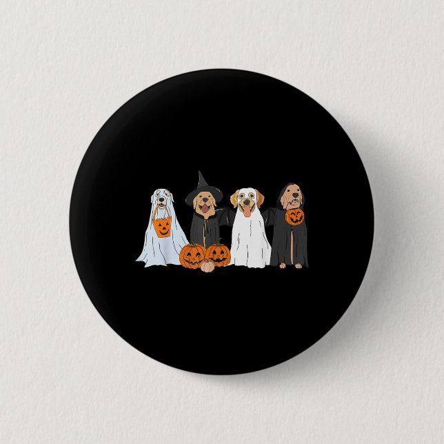 Süßer schwarzer Labrador-Hund Halloween-Geisterhun Button (Vorderseite)