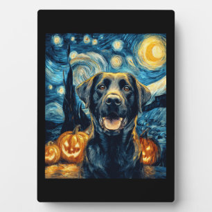 Süßer schwarzer Labrador-Hund Halloween Jack O Lan Fotoplatte