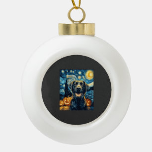 Süßer schwarzer Labrador-Hund Halloween Jack O Lan Keramik Kugel-Ornament