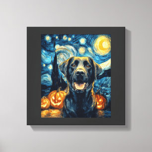 Süßer schwarzer Labrador-Hund Halloween Jack O Lan Leinwanddruck