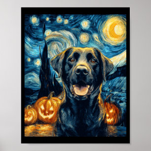 Süßer schwarzer Labrador-Hund Halloween Jack O Lan Poster