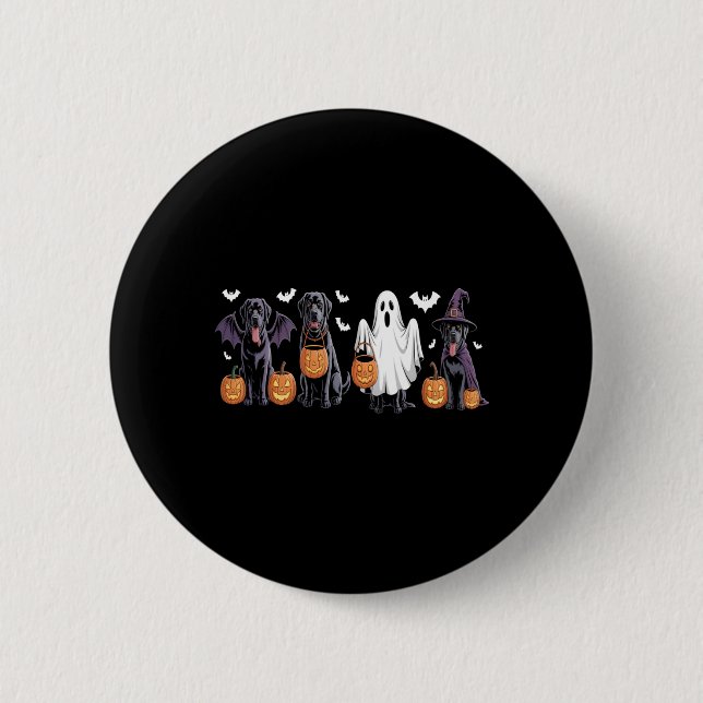 Süßer schwarzer Labrador-Hund Halloween-Kürbis Lab Button (Vorderseite)