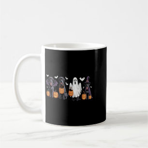 Süßer schwarzer Labrador-Hund Halloween-Kürbis Lab Kaffeetasse