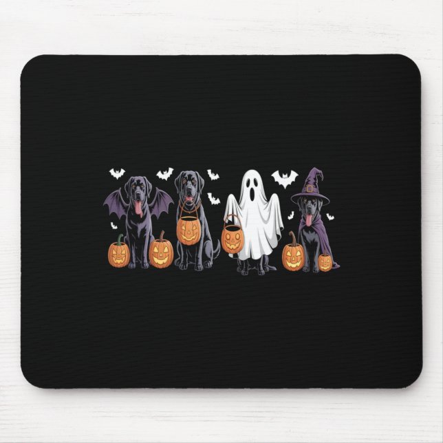 Süßer schwarzer Labrador-Hund Halloween-Kürbis Lab Mousepad (Vorne)