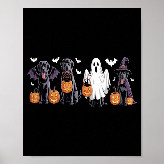 Süßer schwarzer Labrador-Hund Halloween-Kürbis Lab Poster (Vorne)
