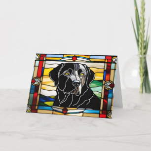 Süßer schwarzer Labrador im Bleiglasstil Karte