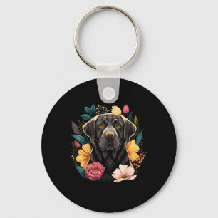 Süßer schwarzer Labradorhund auf schwarzem Labrado Schlüsselanhänger