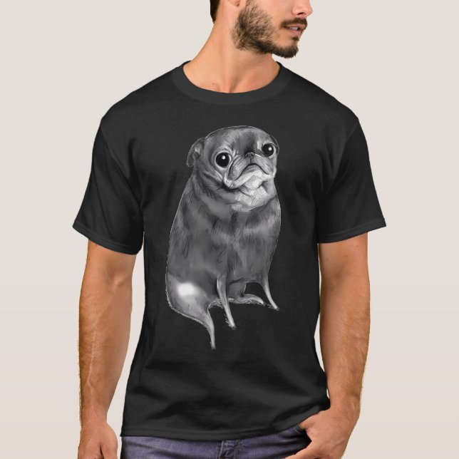 Süßer schwarzer Mops T-Shirt (Vorderseite)