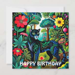 Süßer schwarzer Panther Großkatze Karte