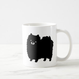 Süßer schwarzer Pomeranian-Hund Kaffeetasse