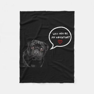 Süßer schwarzer Pug Valentinstag Lustige Kleidung Fleecedecke