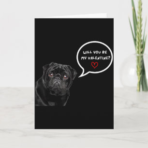 Süßer schwarzer Pug Valentinstag lustige Kleidung Karte