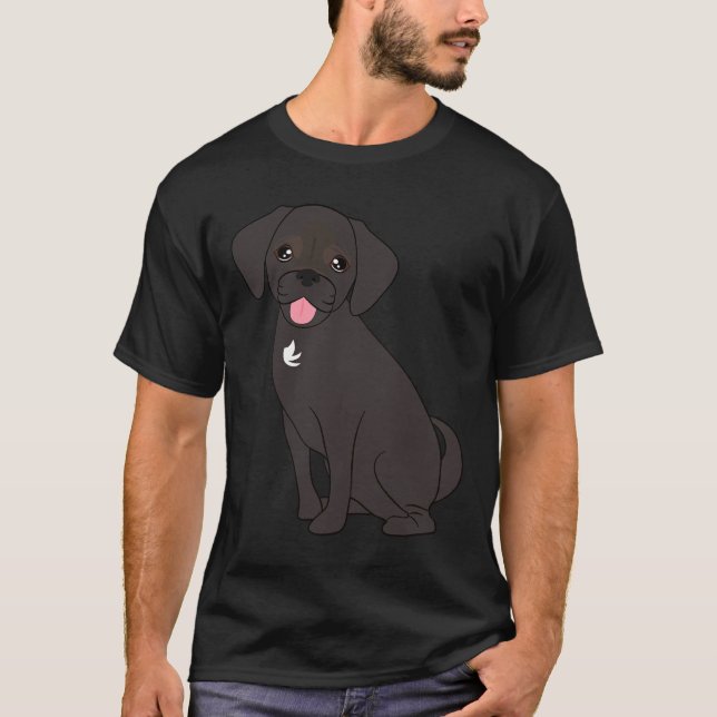 Süßer schwarzer Puggle-Hund T-Shirt (Vorderseite)