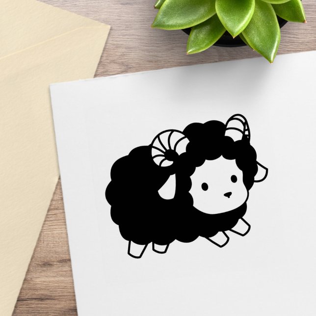 Süßer schwarzer Schafbock Gummistempel (Von Creator hochgeladen)