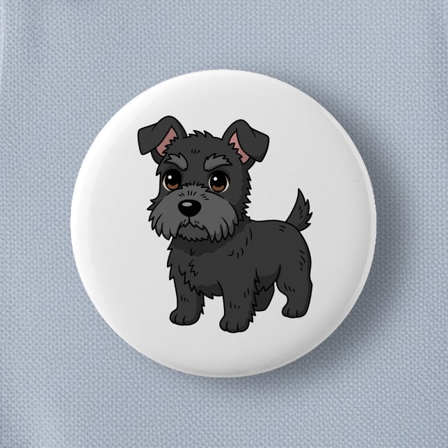 Süßer schwarzer schottischer Terrier-Hund Button (Von Creator hochgeladen)
