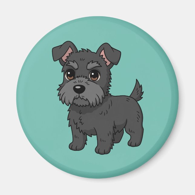 Süßer schwarzer schottischer Terrier-Hund Grün Magnet (Vorne)