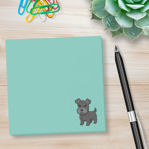 Süßer schwarzer schottischer Terrier-Hund Grün Post-it Klebezettel