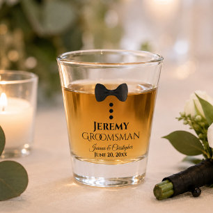Süßer schwarzer Smoking-Trauzeuge Hochzeit Schnapsglas