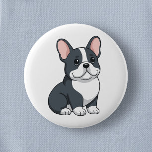 Süßer schwarzer und weißer Französischer Bulldogge Button