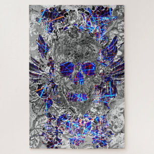 Süßer schwarzer weißer bunter Neon-Totenkopf Puzzle