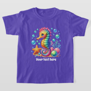Süßer Seepferdchen Text hinzufügen Mädchen  T-Shirt