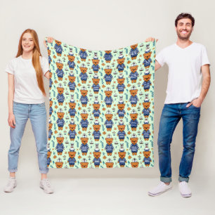 Süßer Segel-Bär-Muster mit Marine-Streifen Fleecedecke