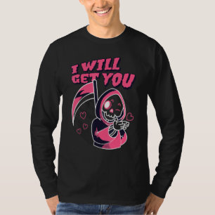 Süßer Sensenmann-Totenkopf Halloween T-Shirt