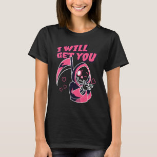 Süßer Sensenmann-Totenkopf Halloween T-Shirt