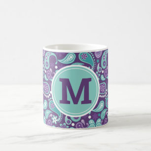 Süßer Shabby Chic Lila und Blau Paisley Kaffeetasse