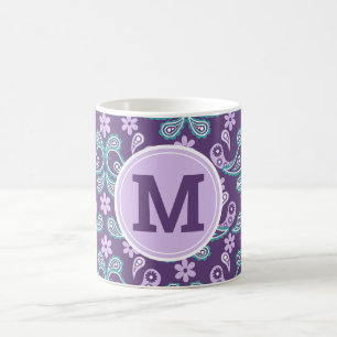 Süßer Shabby Chic Lila und Blau Paisley Kaffeetasse