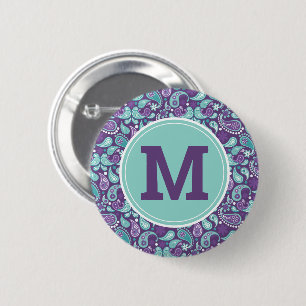 Süßer Shabby-Chic-Lila- und Blaupaisley Button