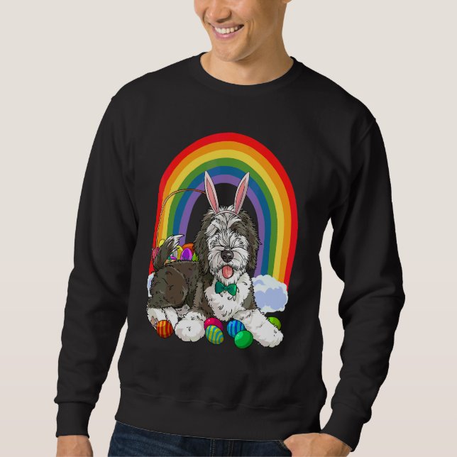 Süßer Sheepadoodle Frohe Ostern Eier Hase Hund Kin Sweatshirt (Vorderseite)