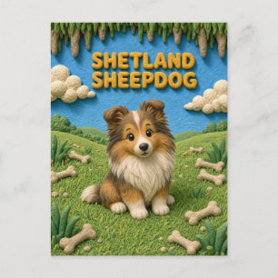 Süßer Shetland-Schäferhund-Welpe, Babyhund Postkarte