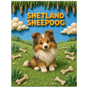 Süßer Shetland-Schäferhund-Welpe, Babyhund Postkarte