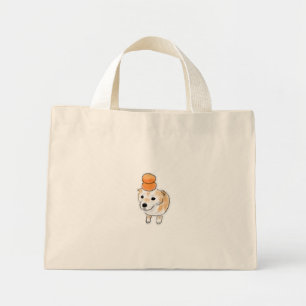 Süßer Shiba-Hund mit Tangerinen Mandarinen auf dem Mini Stoffbeutel