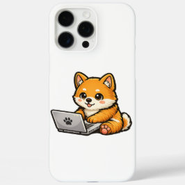 Süßer Shiba Inu mit Laptop – Gemütliche Hundeillus iPhone 16 Pro Max Hülle