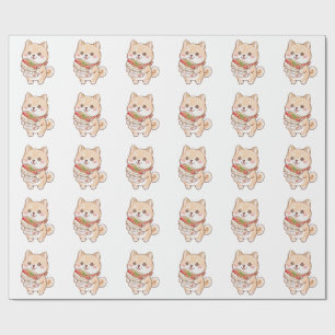 Süßer Shiba Inu mit Taiwan-Wurst-Wrap Kawaii N Geschenkpapier