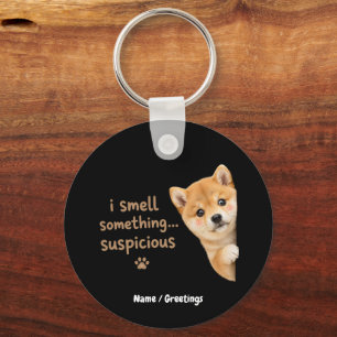 Süßer Shiba-Inu-Welpe Lustiger Geruch Zitat Kawaii Schlüsselanhänger