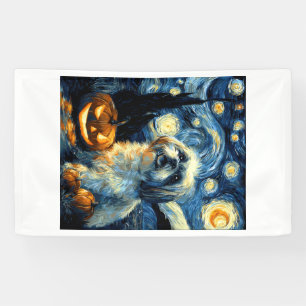 Süßer Shih Tzu Hund Halloween Jack O Lantern Kürbi Banner