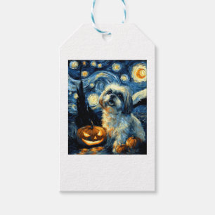 Süßer Shih Tzu Hund Halloween Jack O Lantern Kürbi Geschenkanhänger