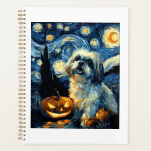 Süßer Shih Tzu Hund Halloween Jack O Lantern Kürbi Planer
