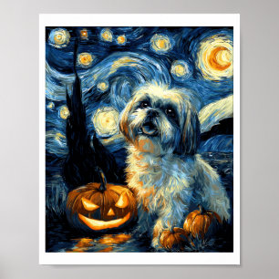 Süßer Shih Tzu Hund Halloween Jack O Lantern Kürbi Poster