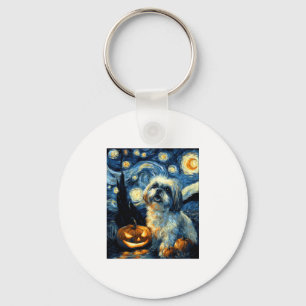 Süßer Shih Tzu Hund Halloween Jack O Lantern Kürbi Schlüsselanhänger