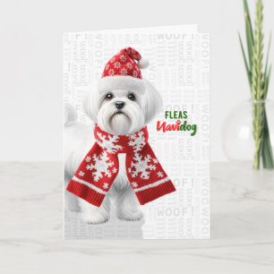 Süßer Shih Tzu Hund Lustige Flöhe Navidog Weihnach Feiertagskarte
