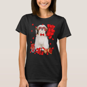 Süßer Shih Tzu Hund Lustiger Herz Valentinstag Hun T-Shirt