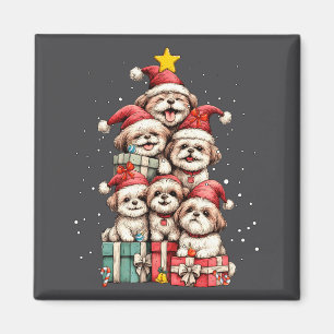 Süßer Shih Tzu Le Hund Weihnachtsbaum Xmas Hut Lan Magnet