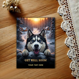 Süßer Siberian Husky Gute Besserung  Postkarte