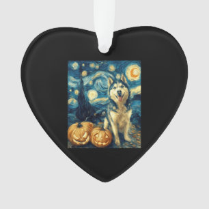 Süßer Siberian Husky Hund Halloween Jack O Lantern Ornament