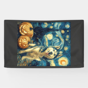 Süßer Sibirischer Husky Hund Halloween Jack O Lant Banner