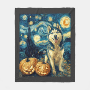 Süßer sibirischer Husky-Hund Halloween Jack O Lant Fleecedecke